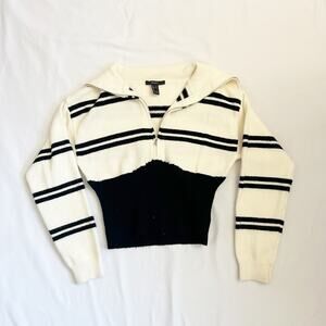 Striped Half-Zip Knit Sweater